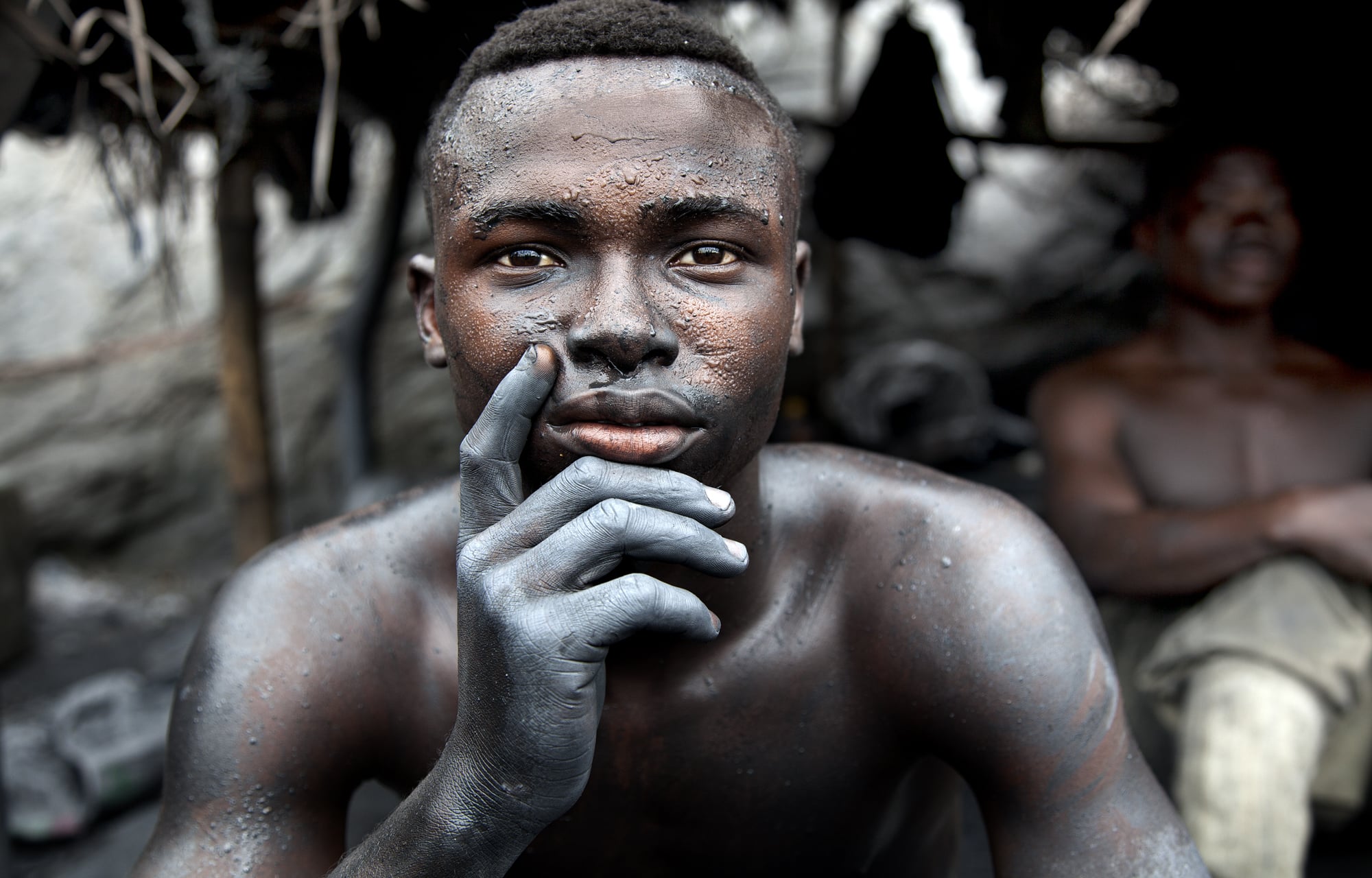 Man with blue hands in Nepal