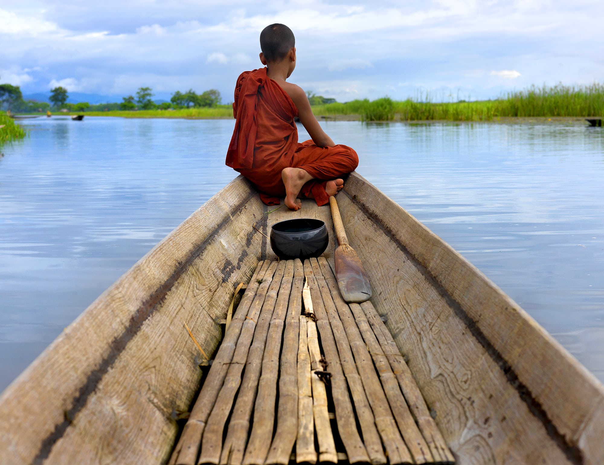 On a boat in Inle Lake