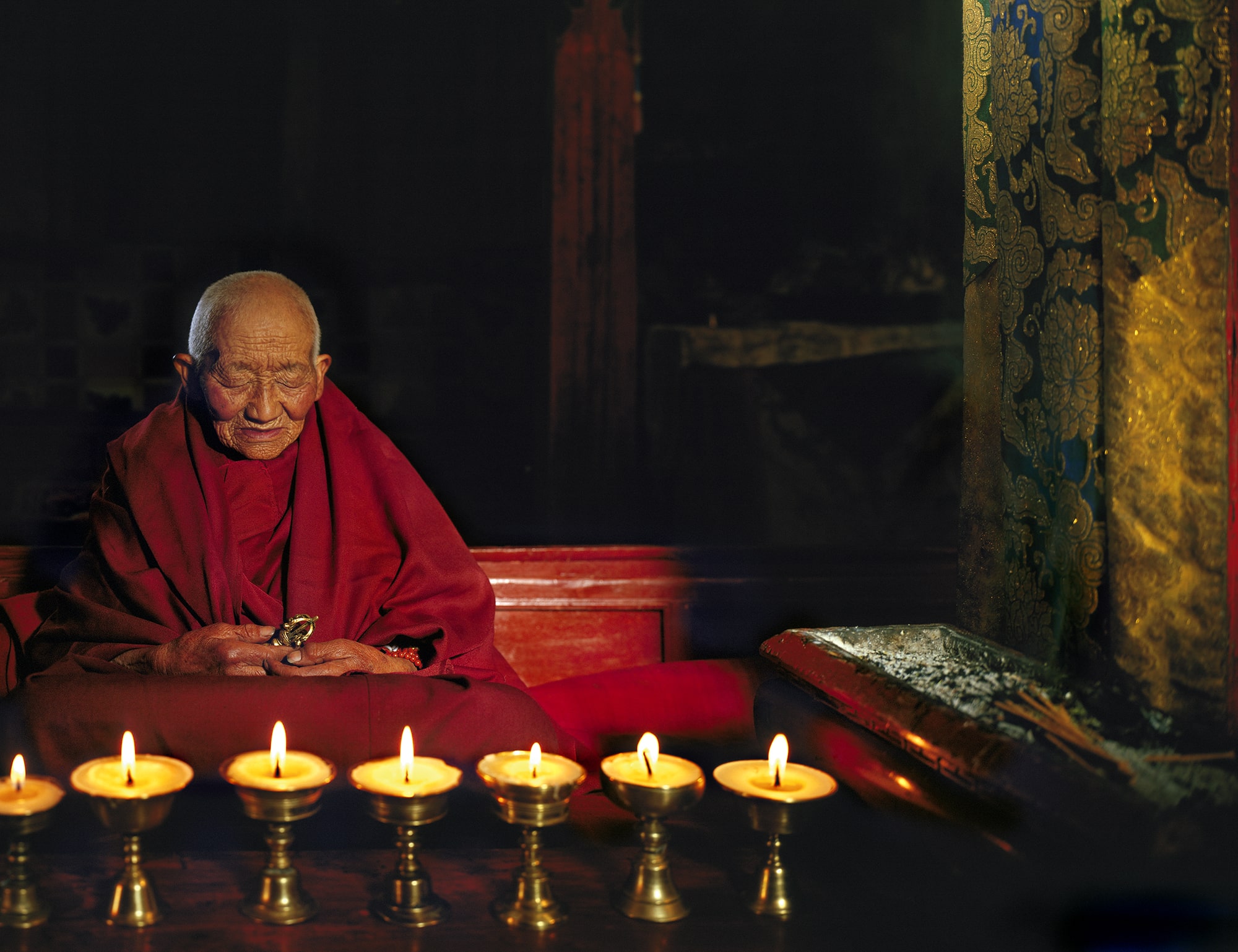 Man sitting in silence in Tibet